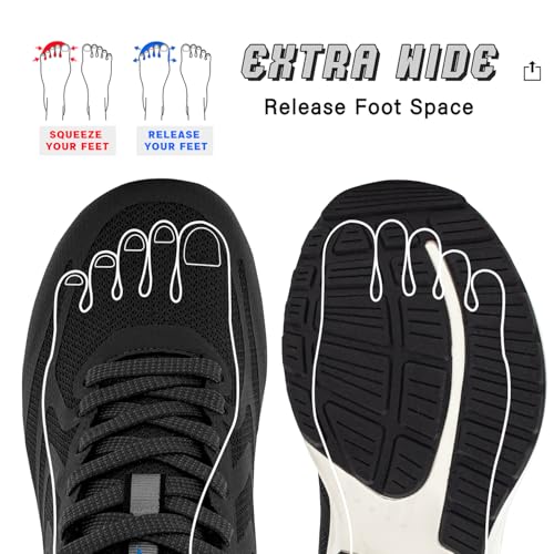 Wide Toe Box Sneakers for Men - Extra Wide Width Lightweight Running Shoes, Breathable Walking Tennis Shoes with Arch Support and Non-Slip Rubber Outsole2