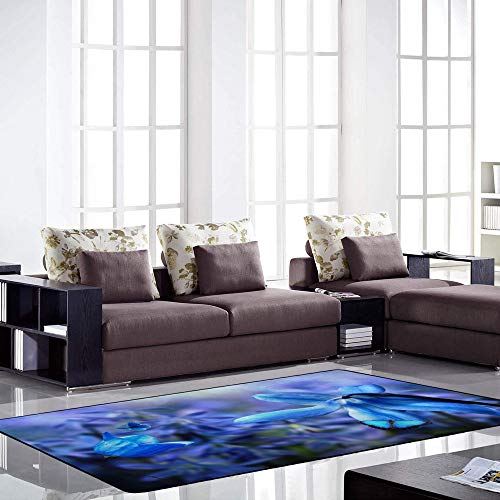 Tapis fleurs bleues doux pour protéger et décorer vos sols