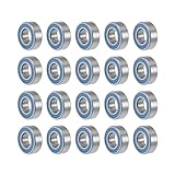 TOP-VIGOR 20Pcs MR126-2RS Deep Groove Ball Bearings, Z2 6mm x 12mm x 4mm Double Sealed Industrial Bearings, Chrome Steel Skateboard Bearings for Electrical Instrument Equipment, Blue