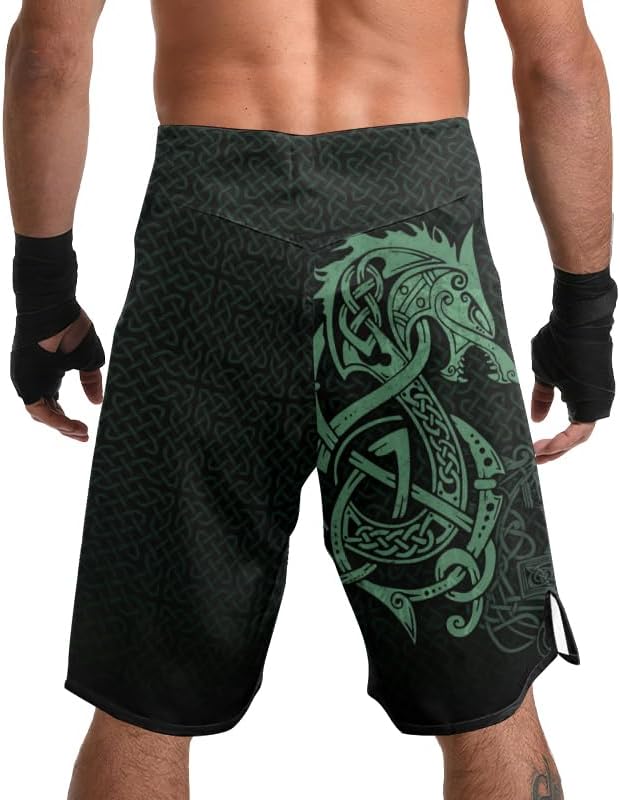 Viking Men's Fight Short MMA BJJ Training No Gi Grappling Shorts Trunks Fight Wear with Drawstring