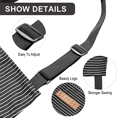 Yiclick [2 Pack] Chef Cooking Kitchen Apron With Pockets For Women Men, Waterproof Adjustable Cotton Bib Apron For Baking Garden Bbq Mothers Day Kitchen Gifts (Black&White) #TOP2