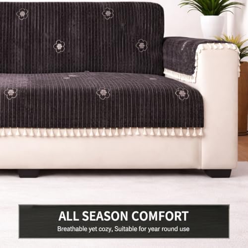 Image of STITCHNEST Woven Fabric Sofa Cover 2 Seater with 2 Hand Rest Covers - Washable Black Sofa Cover with Tassels - Durable Premium Fabric - Stylish Sofa Protector for Living Room & Furniture Decor8
