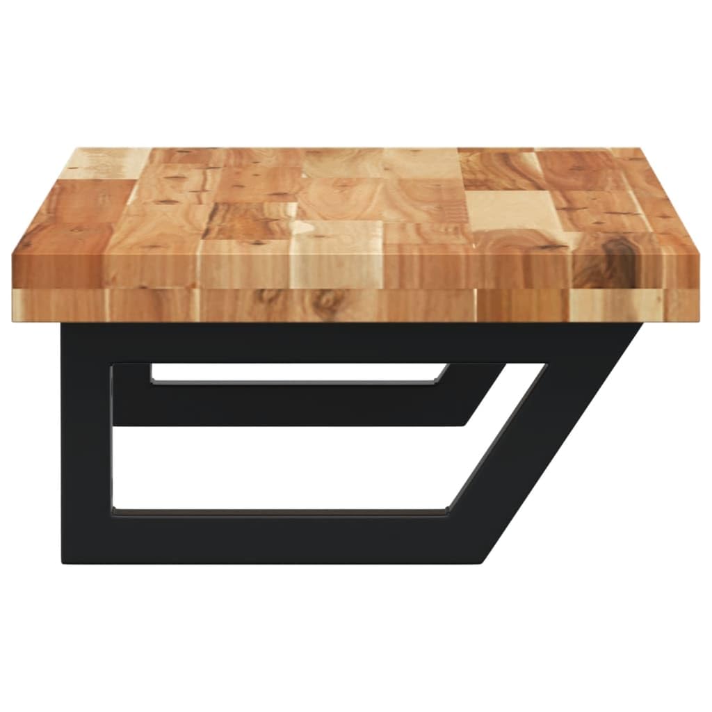 Estantería para lavabo, montaje en pared, acero, madera de acacia | Flotante, forma trapezoidal, ahorro de espacio, madera maciza, para baño
