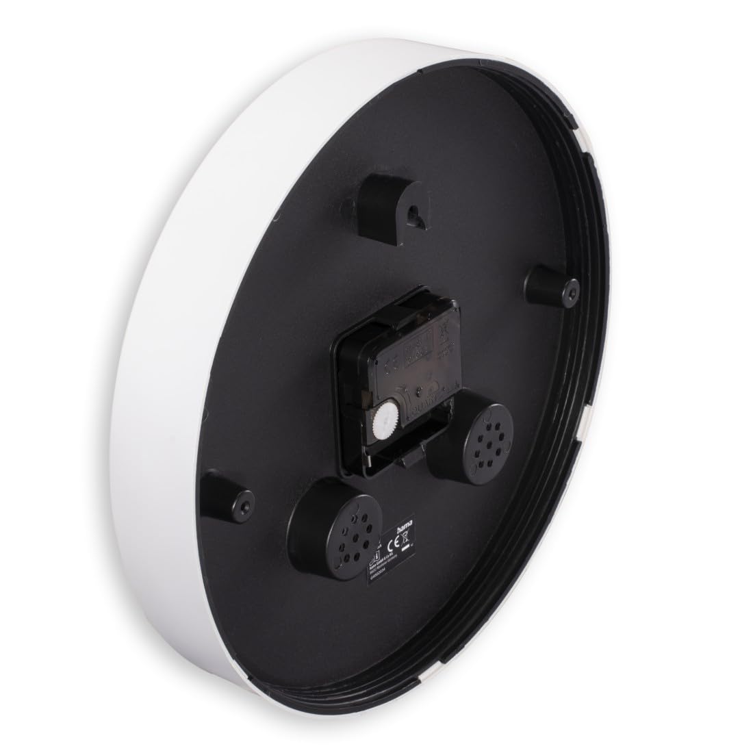 Hama Horloge Murale 25cm (Horloge Murale Ronde et Moderne, Pendule sans tic tac à Quartz, Fonction Hygromètre & Thermomètre, sur Piles, idéal Salon, Cuisine, Bureau, Chambre à Coucher) Blanc/Noir