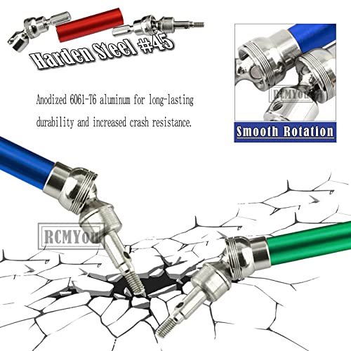 RCMYou Drive Shaft CVD Axles for 1/10 Big Rock V3 3S BLX 4x4 4WD,4Pcs RC Upgrades Parts,Front Rear Driveshafts for New Big Rock V3,RC Car Model #ARA4312V3,Red (More Power) - Thumbnail 6