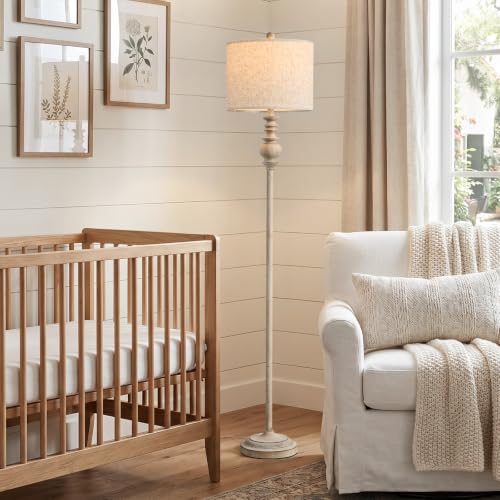 Image of BOBOMOMO 64.25 inch Farmhouse Floor Lamp for Living Room, Tall Antique Gray Standing Lamp with Rotary Switch, Vintage Reading Lamp for Bedroom & Nursery, Rustic Home Decor Corner Lamp
