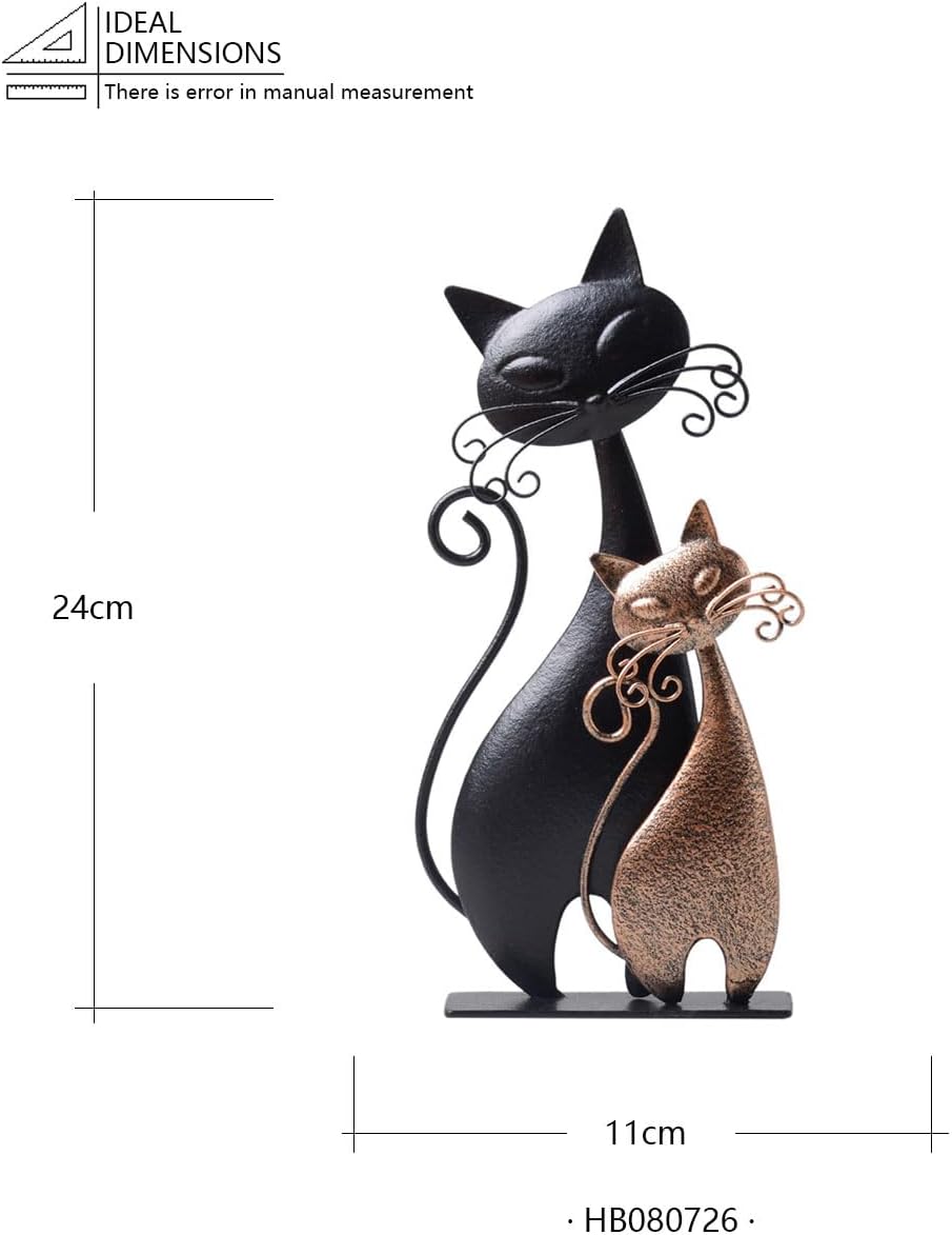 SEINHIJO Cat Figurine Sculpture Animal Statue Modern Home Decor Table Centerpiece Gift for Office Desktop Metal 9.5 Inch