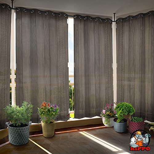 HIPPO 230 GSM Outdoor Sun Blocking Balcony Eyelet/Grommet Curtains Sun & UV Protection, Light Filtering 3FTX7.5FTDoor Curtain (Desert-Storm)
