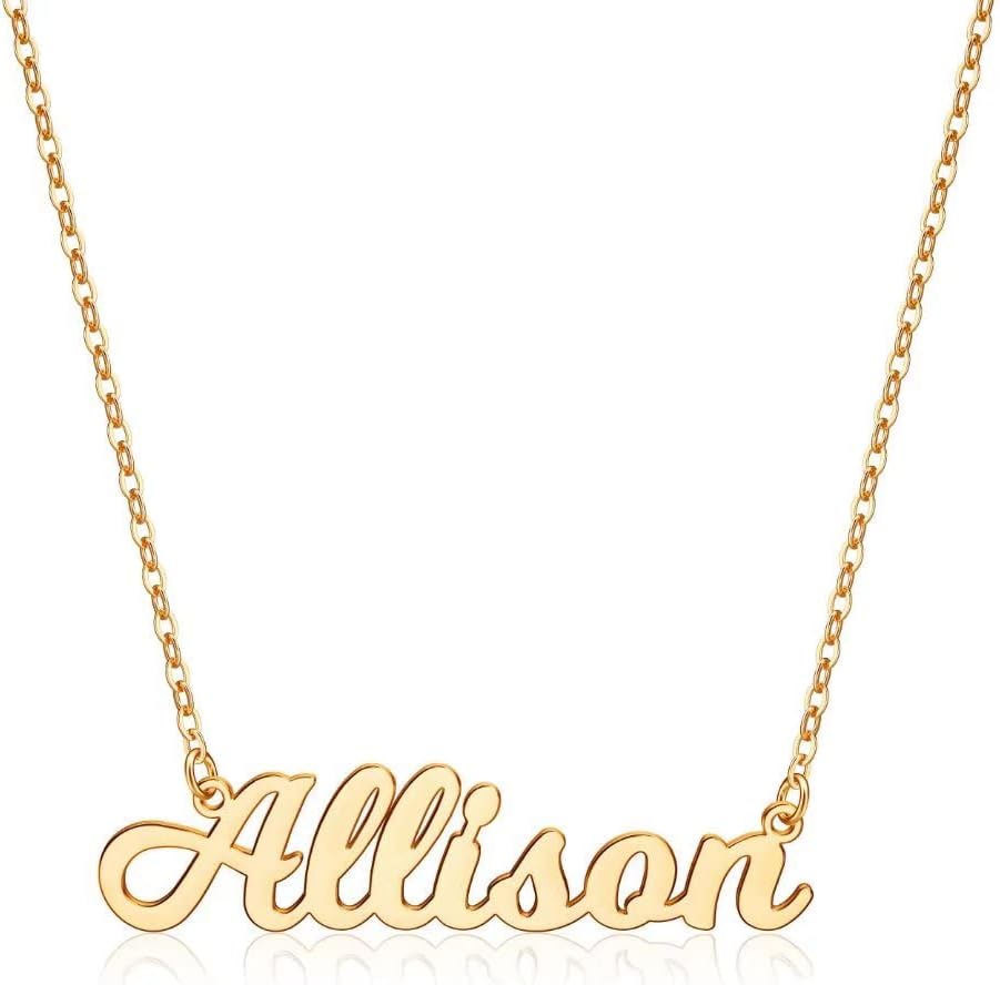 UrsteelCustom Name Necklace Personalized, 14K Gold Plated Personalized Name Necklace Dainty Name Plate Necklace Jewelry Personalized Gifts for Women