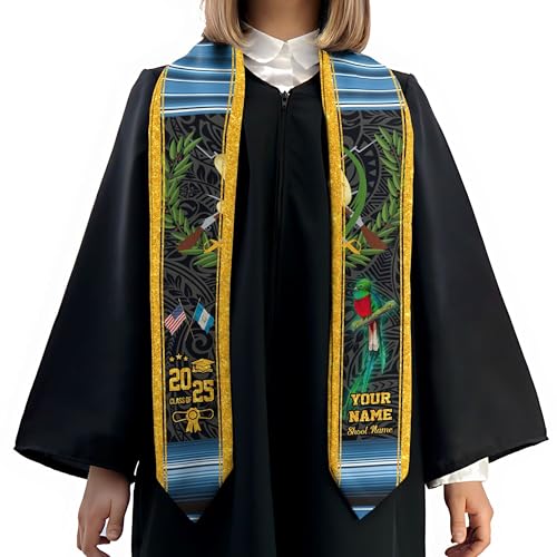 MonkeyVan Personalized Graduation Stole for Guatemalan Senior, Guatemala Flag Graduation Sash Class of 2025 Grad Gifts S55