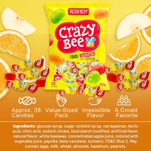 Caramelos Roshen Crazy Bee Jelly 7.01 oz sabor fruta miniatura 5