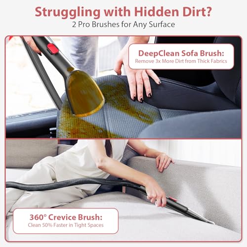 Image of Upholstery Carpet Cleaner, MUJERBAY 15Kpa Portable Spot and Stain Cleaner Shampooer, Easy Move with Handle, 1.5-inch Deep Cleaning Machine for Couch, Stairs, Car and Pet Messes. (Black)
