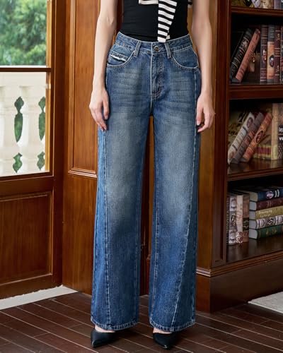 Womens Jeans High Waisted Stretchy Tummy Control Baggy Wide Leg Straight Leg Denim Pants Trendy 2025 for Women2