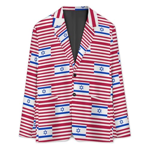 Israel Flag and U.S. Men's Suit Jacket 2 Button Lapel Blazers Tuxedo Business Coat for Wedding Party4