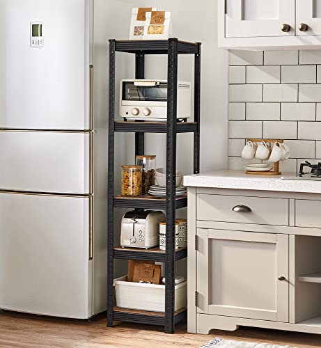 SONGMICS Shelving Unit, 37 x 37 x 150 cm, 400 kg Load Capacity (80 kg per Shelf), Industrial, Adjustable Storage Shelves, for Living Room, Kitchen, Garage, Rustic Brown and Black GLR037B01 - Image 5