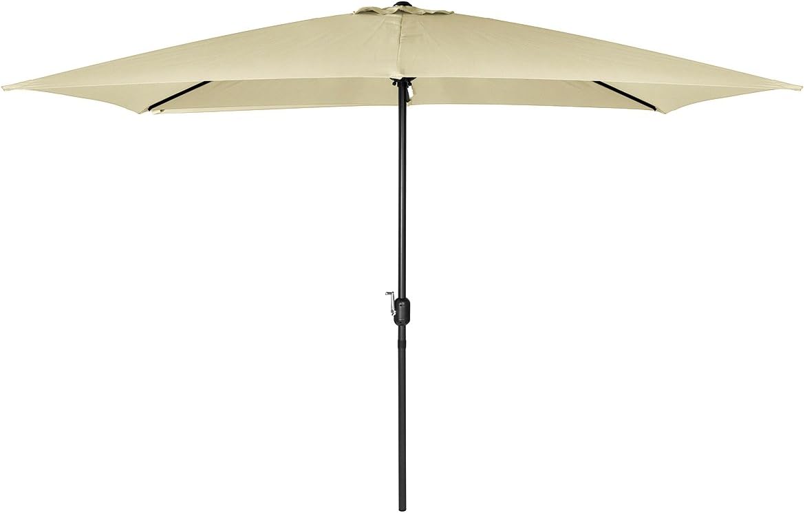 Charles Bentley 3m x 2m Rectangular Outdoor Garden Parasol Umbrella - Beige