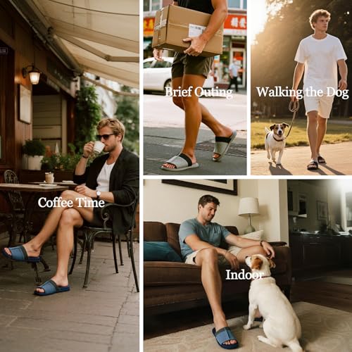 Mens Open Toe House Slippers with Non-slip Sole Men's Shoes Two-Tone Memory Foam Slippers Machine Washable Slipper for Men Gift for Male Dad Friends2