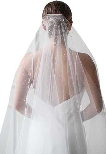 Passat Rhinestones Bridal Veil Crystal Cathedral Wedding Veil Beaded Veil For Brides Bachelorette Party Crystals Bridal Veil