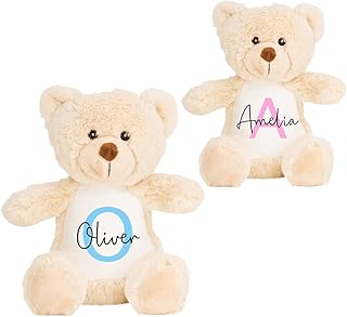 Personalised Teddy Bear Soft Toy with Name & Initial, Customisable Baby Gift, New Baby Gift, Newborn Baby Gift, Baby Boy, Baby Girl, Custom Teddy Bear, Keepsake, Baby Shower Gift, Christening Gift