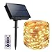 Produktbild Gobesty Solar Lichterkette Aussen, 24M 200 LED Außen Kupferdraht Lichterkette Wasserdicht mit 8 Lichtmodi Solarlichterkette Innen für Garten Bäume Balkon Hochzeit Party Weihnachten Deko(Warmweiß).