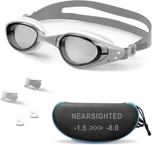 Miniatura 12 de Gafas de natación miope, Gafas de natación de visión corta Recubrimiento Espejo Negro 19