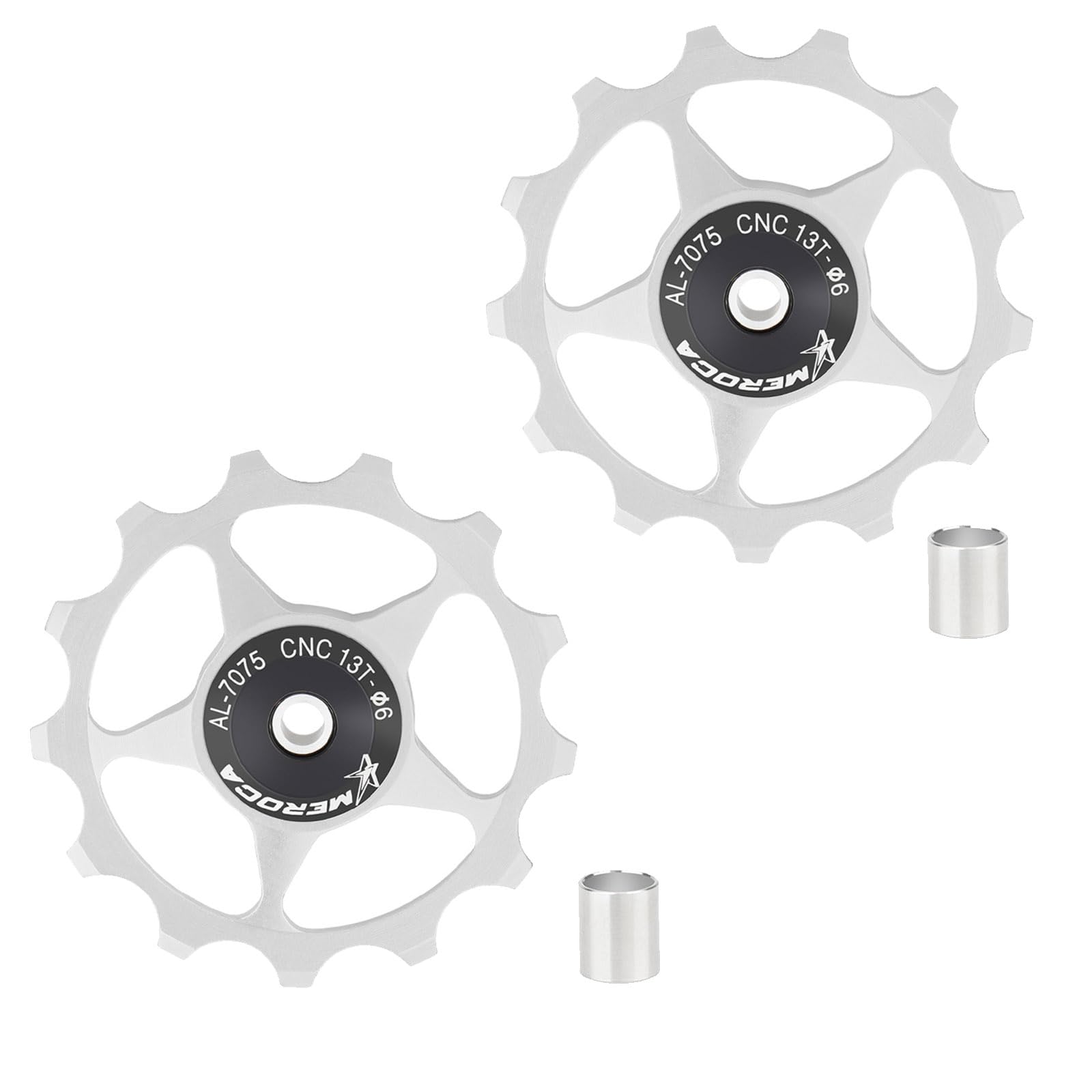 2PCS 13T Bicycle Rear Derailleur Pulley Jockey Wheel Aluminium Alloy Guide Wheel Bike Derailleur Accessories Guide Roller Part for Mountain Road Bikes Bicycles