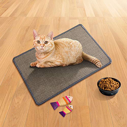 Image of Cat Scratching Mat, Natural Sisal Cat Scratching Mat, Protect Carpets and Sofas (11.8x14.9 inch, Grey)