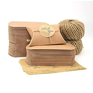 VEESUN 120 Stk Kraftpapier Geschenkschachtel Danke Aufkleber