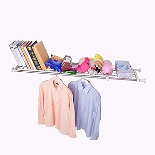 Hershii Tension Shelf Expandable Rod Closet System Heavy Duty Clothes Hanger Adjustable DIY Garage Bathroom Kitchen Storage Organizer Shoe Rack, Plant Stand, Bookshelf