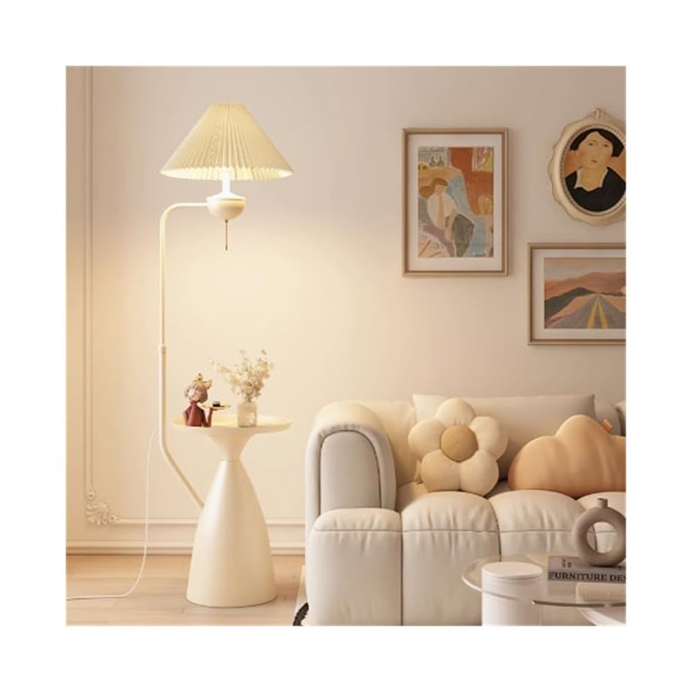 YHxFlux Lighting Modern Floor Lamp for Living Room, Iron Side Table(White)