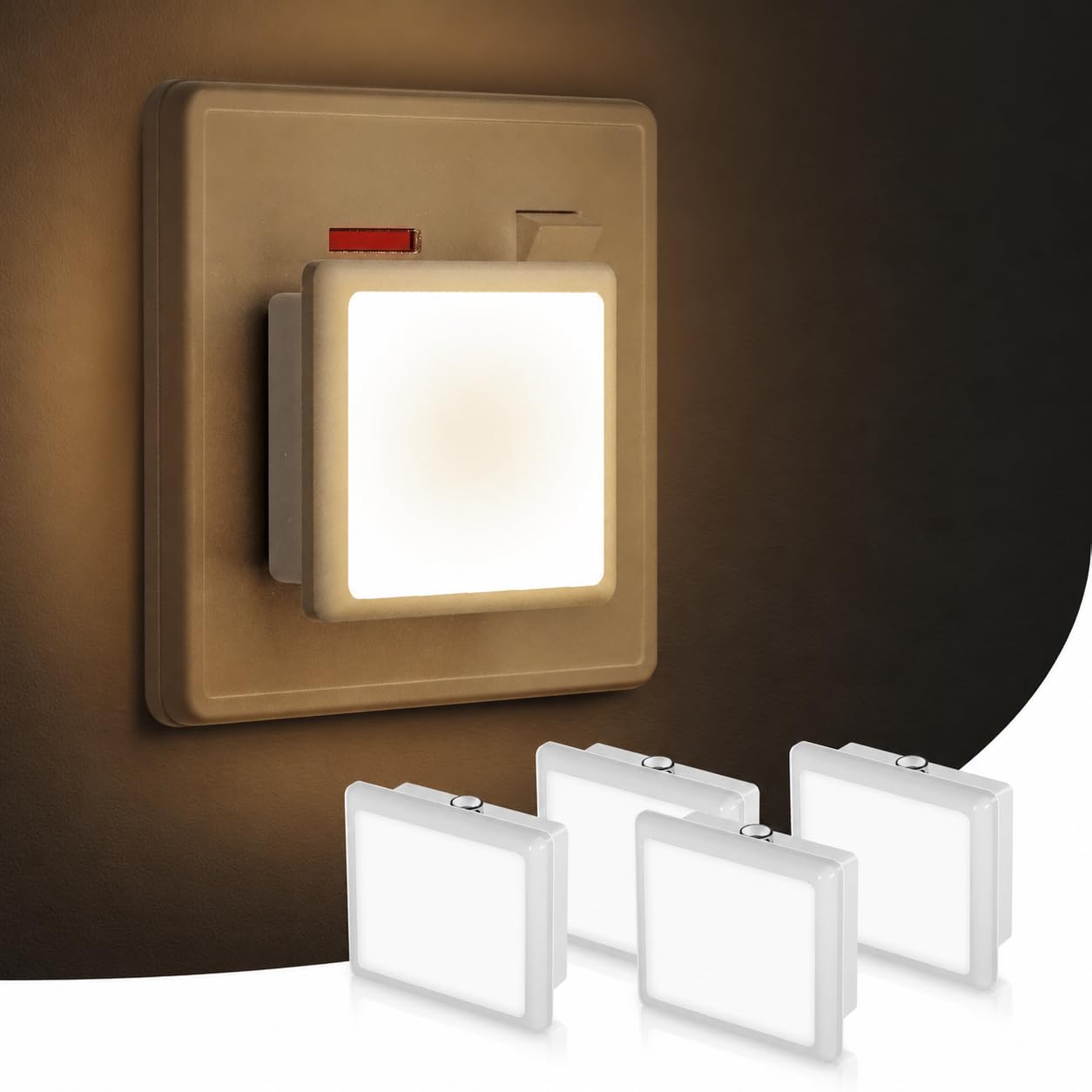 LOHAS-LED Night Light, Night Light Plug in Wall with Dusk to Dawn Photocell Sensor, 3000K Warm White, Nightlight for Kids/Children, Stairs, Hallway, Kitchen, Bedroom 4 Pack