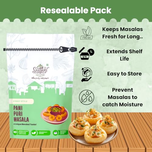 Image of Saatyaki Naturals PaniPuri Masala -250gm| Pure Authentic Indian spice blend for Tangy-Spicy Golgappa Pani Mix | Street-Style Flavour | No Preservatives | Ready to Mix | Natural Ingredients