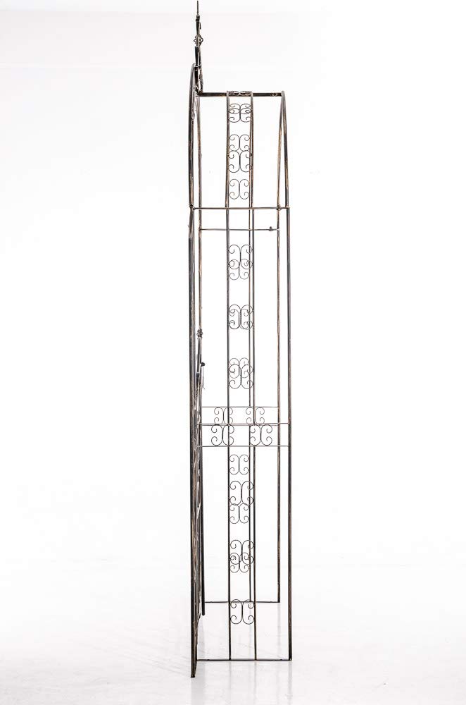CLP Arche de Jardin avec Portillon Grenada - Support pour Plantes Grimpantes Arcades à Rosiers en Fer Forgé Robuste avec Porte - Couleur :, Couleur:Bronze