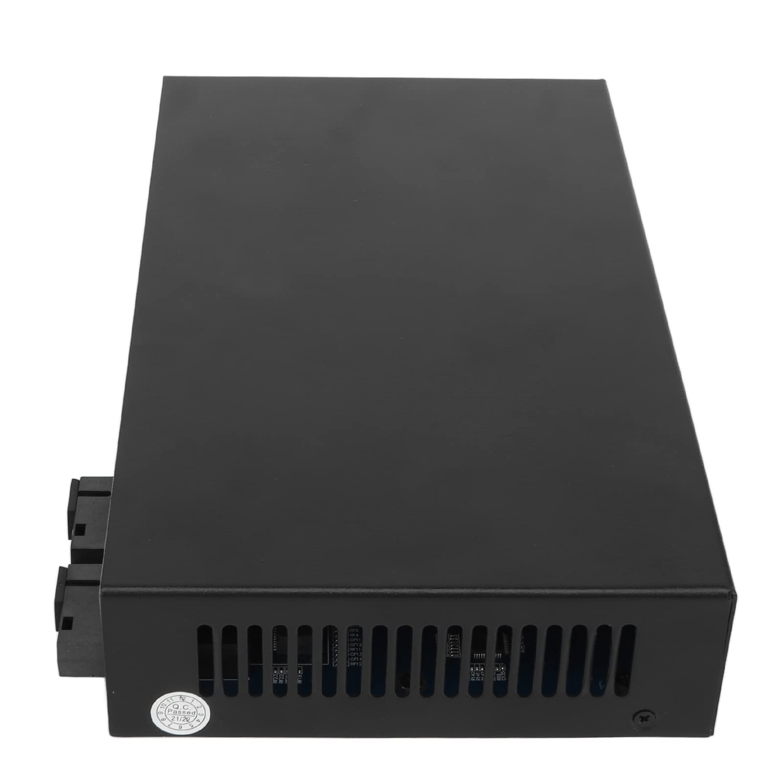 Shanrya Convertisseur de Média Fibre Ethernet, 100-240V Tx1310nm Rx1550nm 2 Ports Optiques Métal 16 Ports électriques Commutateur de Média Ethernet Fibre pour Réseau (Prise UE)