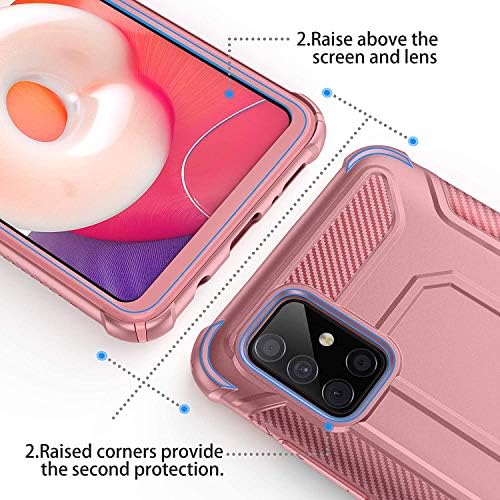 ORETECH for Samsung Galaxy A51 Case, Samsung A51 Case 4G, With[2 x Tempered Glass Screen Protector] FullBody Shockproof Hard PC Soft TPU Protective Compatible With Samsung A51 Phone Case - Rosegold