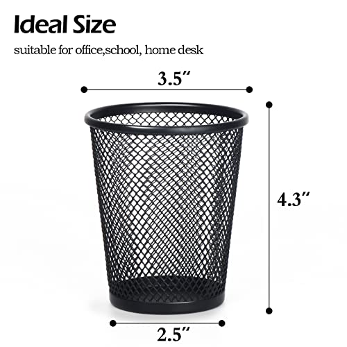 Happyhapi Mesh Pen Holder 4Pcs, Black Pen Holder For Desk, Pencil Holder For Desk, Metal Pencil Cup, Pen Cup For Desk, Mesh Pen Pencil Organizer For Desk, Ideal For Office, School, Home #TOP1