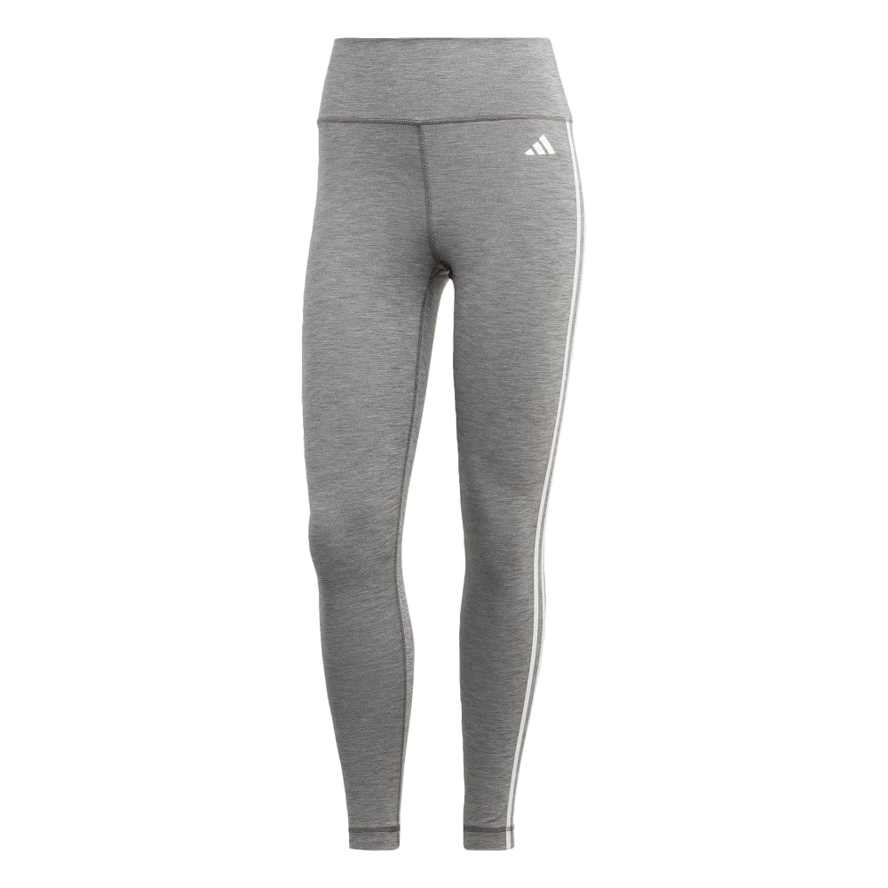 adidas Women's Train Essentials 3-Stripes High-Waisted 7/8 Leggings, Dark Grey Heather, XS