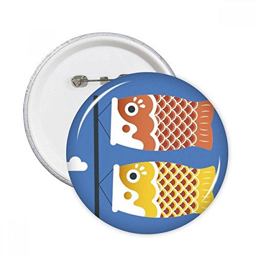 Badge bouton poisson japonais DIYthinker XXL, broche décoration vêtement et sac en tissu, lot de 5