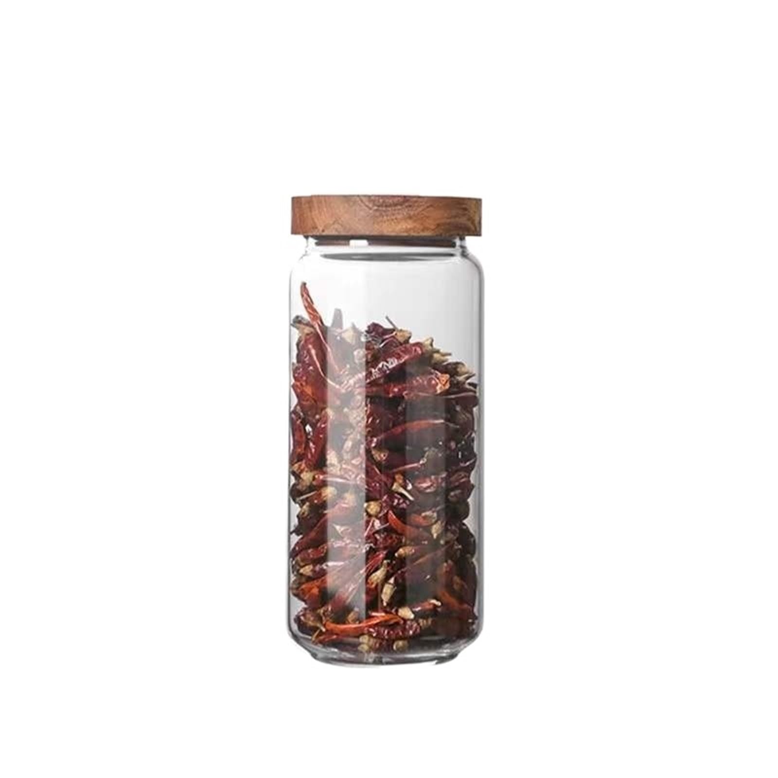 LSNNMU 3pcs Kitchen Glass Storage Jar Container Wooden Lid Sealed Candy Food Bottle Coffee Bean Dried Fruit Grain Oatmeal For Preserving(1000ML)