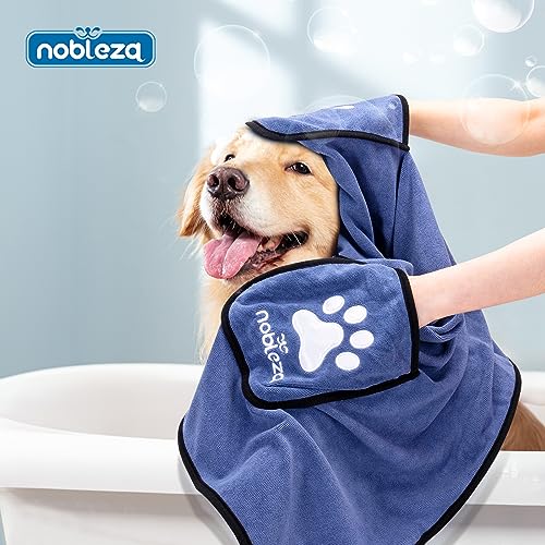 Nobleza Toalha para cães, toalha grande super absorvente para animais de estimação com bolsos de mão