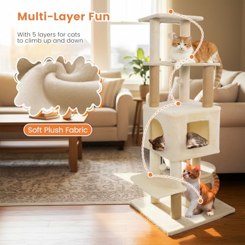 Árbol para Gatos Tangkula 64 Pulgadas Multinivel Beige miniatura 7