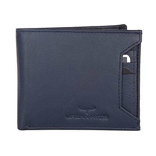 Image of URBAN HYDE Premium Genuine Leather Wallet and Belt Combo for Men | Leather Wallet & Adjustable Belt Gift Set | Stylish Men's Leather Combo Gift for Birthday, Anniversary & Office | Black & Blue