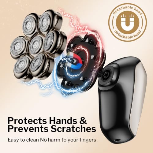 Image of Head Shavers for Bald Men: 5-in-1 Electric Razor with 7D Floating Blades - IPX7 Waterproof Grooming Kit, Detachable Magnetic Head, 90-Min Wet Dry