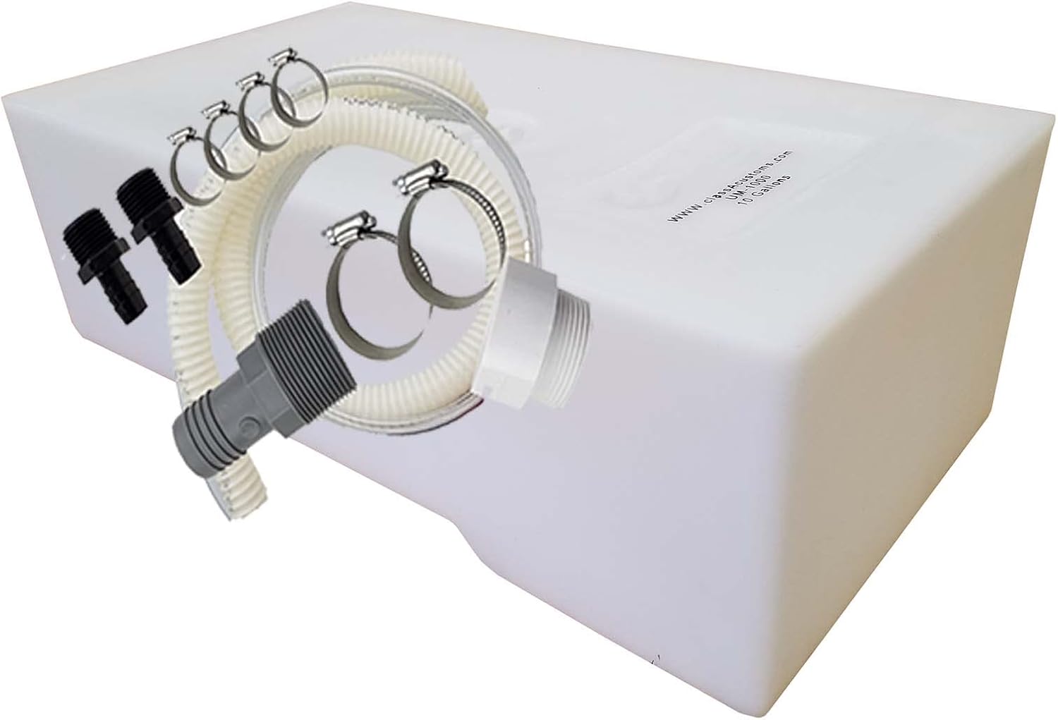 classAcustoms | Under Mount 10 Gallon RV Concession Fresh or Gray Water Holding Tank & Plumbing Kit | UM-1000-BPK