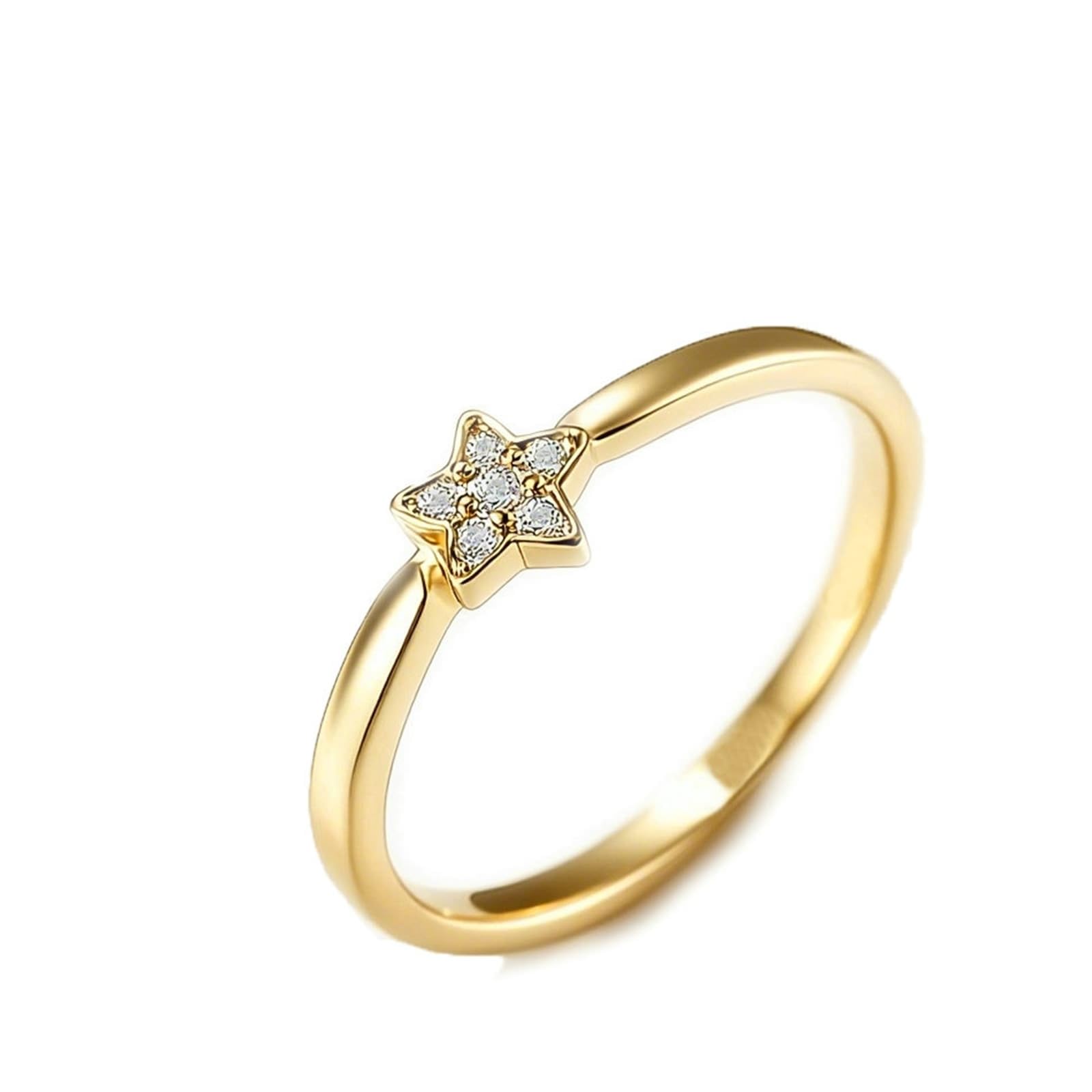 KnSam Prawdziwa biżuteria białe złoto Au 375/585/750 obrączki ślubne, gwiazdy para pierścionki z diamentem, pierścionki partnerskie 9K/14K/18K białe złoto, rozm. 47-65