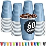 DecorRack Light Blue Plastic Cups, 12 oz Disposable Cups, Party Supplies (60 Count)