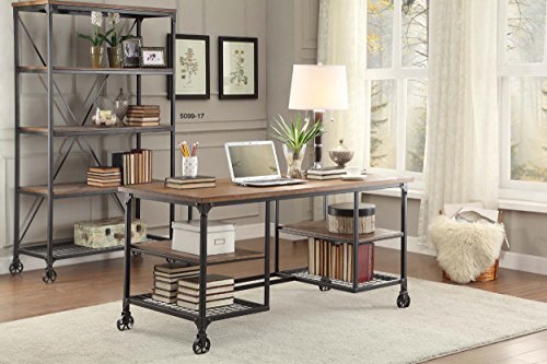Homelegance Wood And Metal Writing Desk, Brown/Black #TOP2