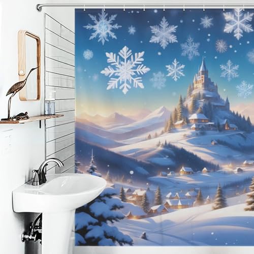 Rideau de douche château en polyester imperméable pour baignoire 183x183cm