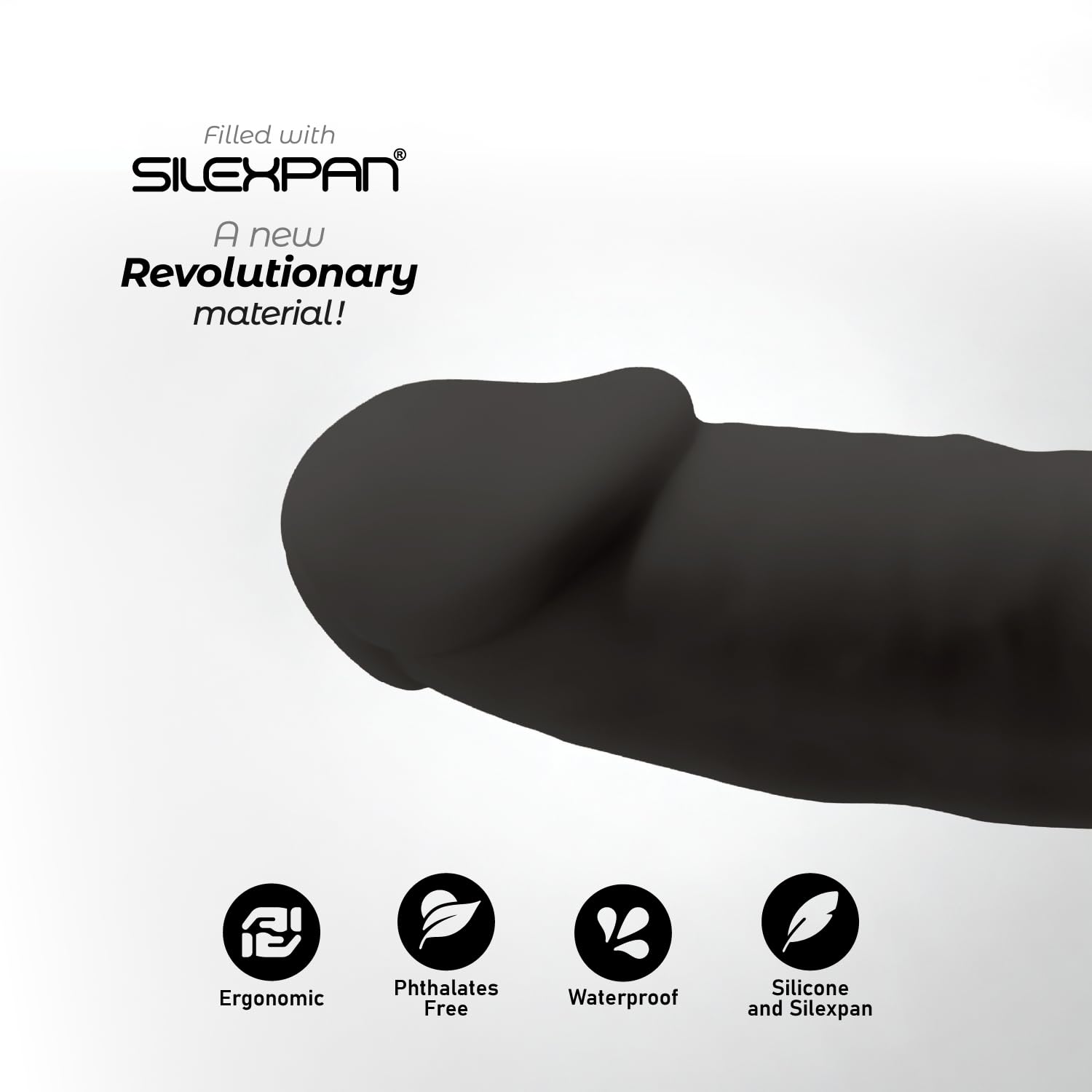 SILEXD Model 2 (7,5") Dildo Realista Negro - Silicona Termorregulable Doble Densidad SILEXPAN, Base Ventosa, Eco-Friendly, 19.2cm
