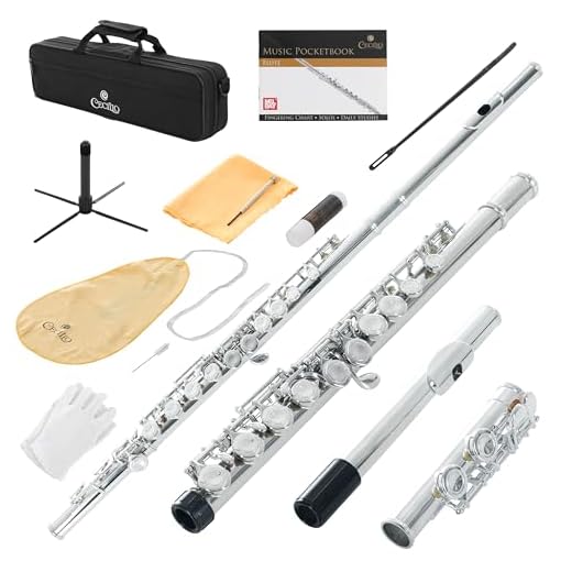 Cecilio High Grade Student C Flute Package in Silver Nickel Plated with 1 Year Warranty
